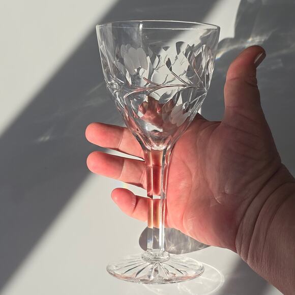 4 Kosta-Boda Rosa Elegant Etched Crystal Water Goblets 7" Cocktails Wine Dinner - Picture 5 of 15